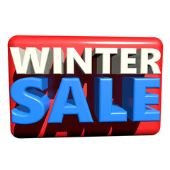 Bold 3d winter sale text on red background with black border