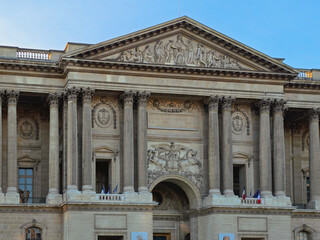 Paris, France - October 13, 2025 -  The Louvre Museum Facade — Iconic Paris Landmark, Louvre Museum Exterior