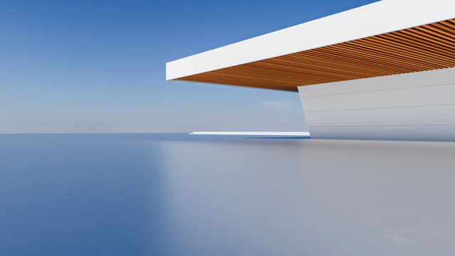 Minimalist architectural style car background rendered in 3D