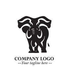 Majestic Elephant Logo Symbol in Black on White Background with Elegant Minimalist Modern Design