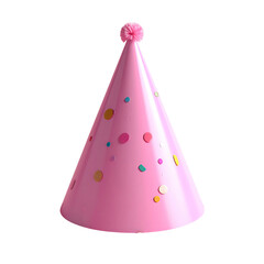 Pink polka-dotted party hat w/ pom