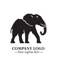 Majestic Elephant Logo Symbol in Black on White Background with Elegant Minimalist Modern Design