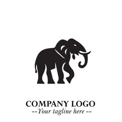 Majestic Elephant Logo Symbol in Black on White Background with Elegant Minimalist Modern Design