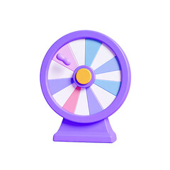 Purple, pastel fortune wheel with arrow, 3D rendering
