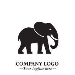 Majestic Elephant Logo Symbol in Black on White Background with Elegant Minimalist Modern Design