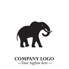 Majestic Elephant Logo Symbol in Black on White Background with Elegant Minimalist Modern Design
