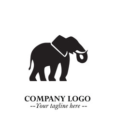 Obraz premium Majestic Elephant Logo Symbol in Black on White Background with Elegant Minimalist Modern Design