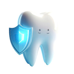 Protected, happy tooth with shield