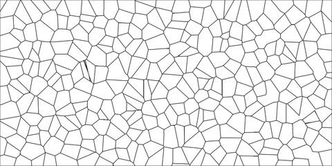 Intricate Voronoi Cell Structure with Black Outline and White Fill, Abstract Geometric Background pattern