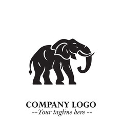Majestic Elephant Logo Symbol in Black on White Background with Elegant Minimalist Modern Design