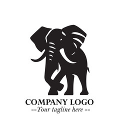 Majestic Elephant Logo Symbol in Black on White Background with Elegant Minimalist Modern Design