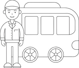 Friendly bus driver and vehicle coloring page for kids fun and educational transportation activity