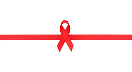 A red ribbon symbol for HIV/AIDS awareness isolated on a transparent background