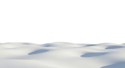  White snowdrift landscape on a transparent background, PNG image with gentle slopes and soft blue shadows