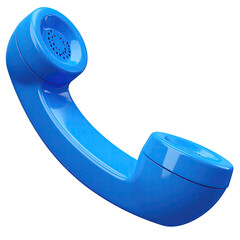 Blue phone receiver isolated against black