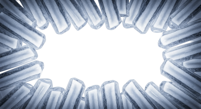  Cold ice bar frame border with frosty texture on a transparent background, cool refreshment PNG image