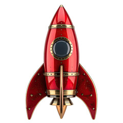 Red rocket ship, metallic trim, porthole