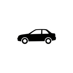 Fototapeta premium Sleek black sedan car vector icon, modern auto graphic illustration symbolizing transport and personal mobility on a clean white background