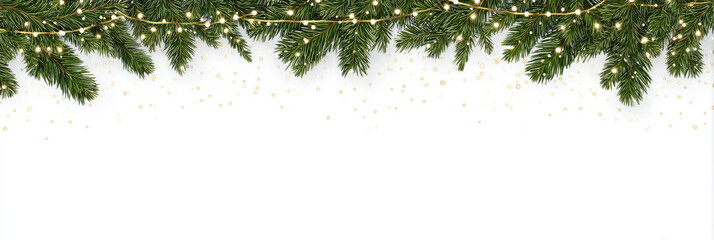 Fir branches with lights and bokeh background