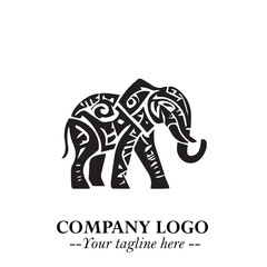 Majestic Elephant Logo Symbol in Black on White Background with Elegant Minimalist Modern Design