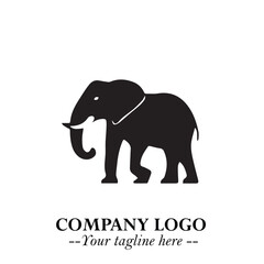 Majestic Elephant Logo Symbol in Black on White Background with Elegant Minimalist Modern Design