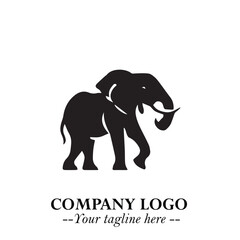 Majestic Elephant Logo Symbol in Black on White Background with Elegant Minimalist Modern Design