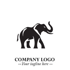 Majestic Elephant Logo Symbol in Black on White Background with Elegant Minimalist Modern Design