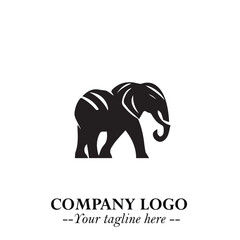 Majestic Elephant Logo Symbol in Black on White Background with Elegant Minimalist Modern Design