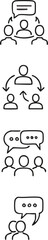 Communication and Teamwork Line Icon Set.