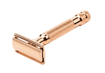 Isolated safety razor, a personal care tool for shaving hair from the face or body, no background