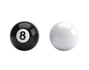 Pair of artistic and realistic billiard balls isolated on transparent background