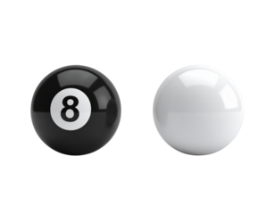 Pair of artistic and realistic billiard balls isolated on transparent background