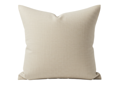 Isolated square pillow on a plain surface, an indoor accent for bed or sofa in living room