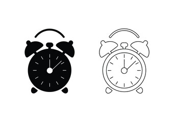 Wake up to fresh starts with these clean, modern alarm clock icons for time management and schedule reminders, perfect for presentations and app design projects that need a clean look