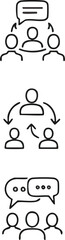 Set of People Interaction and Dialogue Thin Line Icons.