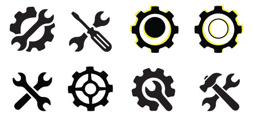 settings icon. Black settings icon. Cogwheel symbol. Gear wheel vector linear icon for use in any purpose.Vector illustration.