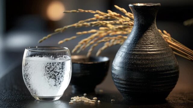 発泡日本酒の気泡が映える構図