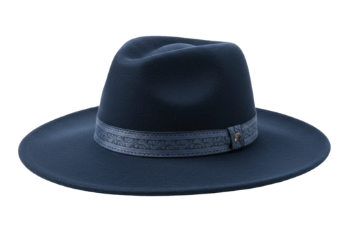 Isolated fashionable men's dressy fedora with decorative hatband, classic style and shape