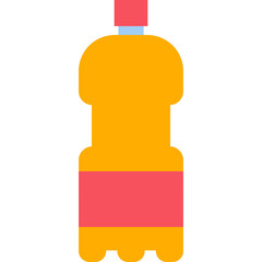 Orange soda bottle with a red label against a transparent background representing a refreshing beverage and healthy liquid refreshment.