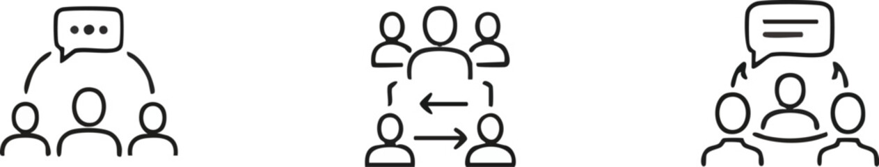 Teamwork and Communication Icons Set.