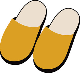 Cozy House Slippers Flat Design Clipart