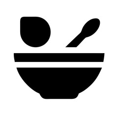Bowl with Spoon Solid Icon