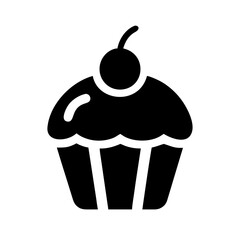 Cupcake with Cherry Solid Icon