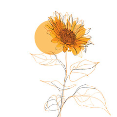 Elegant abstract sunflower line art design