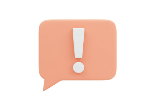 Isolated speech bubble with exclamation point for warning message or important alert notice