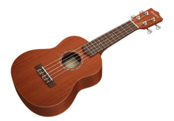 Isolated ukulele for hobbyists, stringed instrument for music learning, fun acoustic hobby