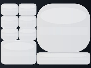 Modern Abstract UI Layout with Glossy White Elements on Dark Background