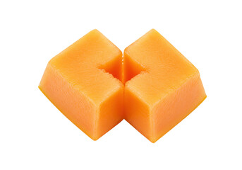 Isolated chunks of fresh, ripe papaya on a light surface for healthy eating ingredient diet