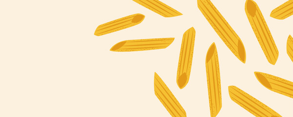 Penne pasta banner with copy space, perfect for social media, menus, or event promotion.