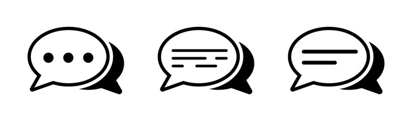 Comment icon, speech bubble chat symbol, flat black vector silhouette, high resolution transparent icon for UI, web and mobile